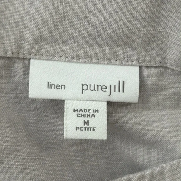 Pure Jill By J. Jill Quarter Sleeve Linen Blend Blouse Beachy Greyish  Sz M - Picture 5 of 6